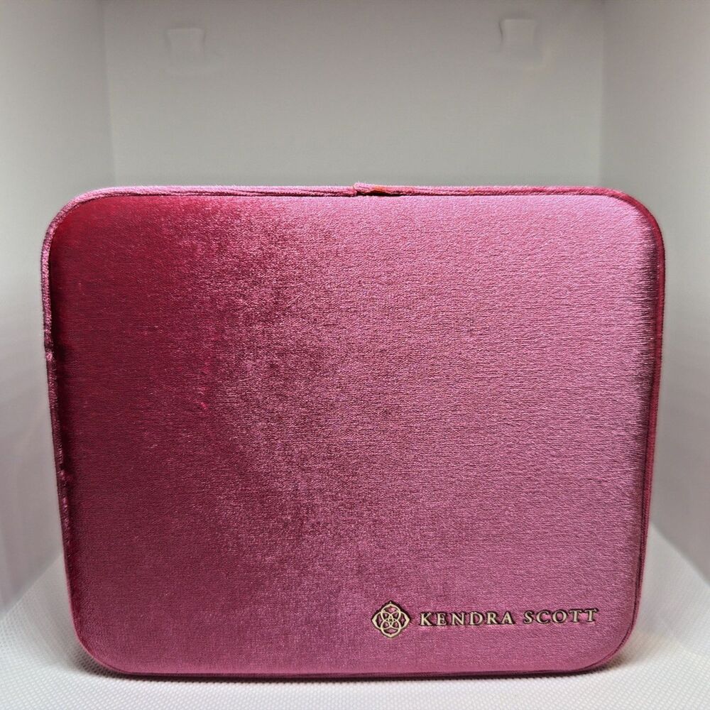 Kendra Scott Mattie Large Velvet Box Fuchsia Magenta Pink Jewelry Case Travel